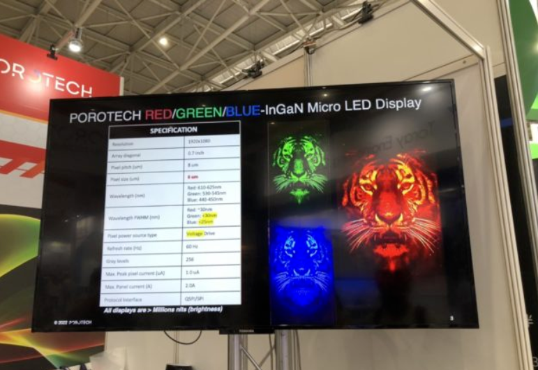Porotech展出全球首款InGaN 基红光MicroLED 显示器：已跟晶电合作